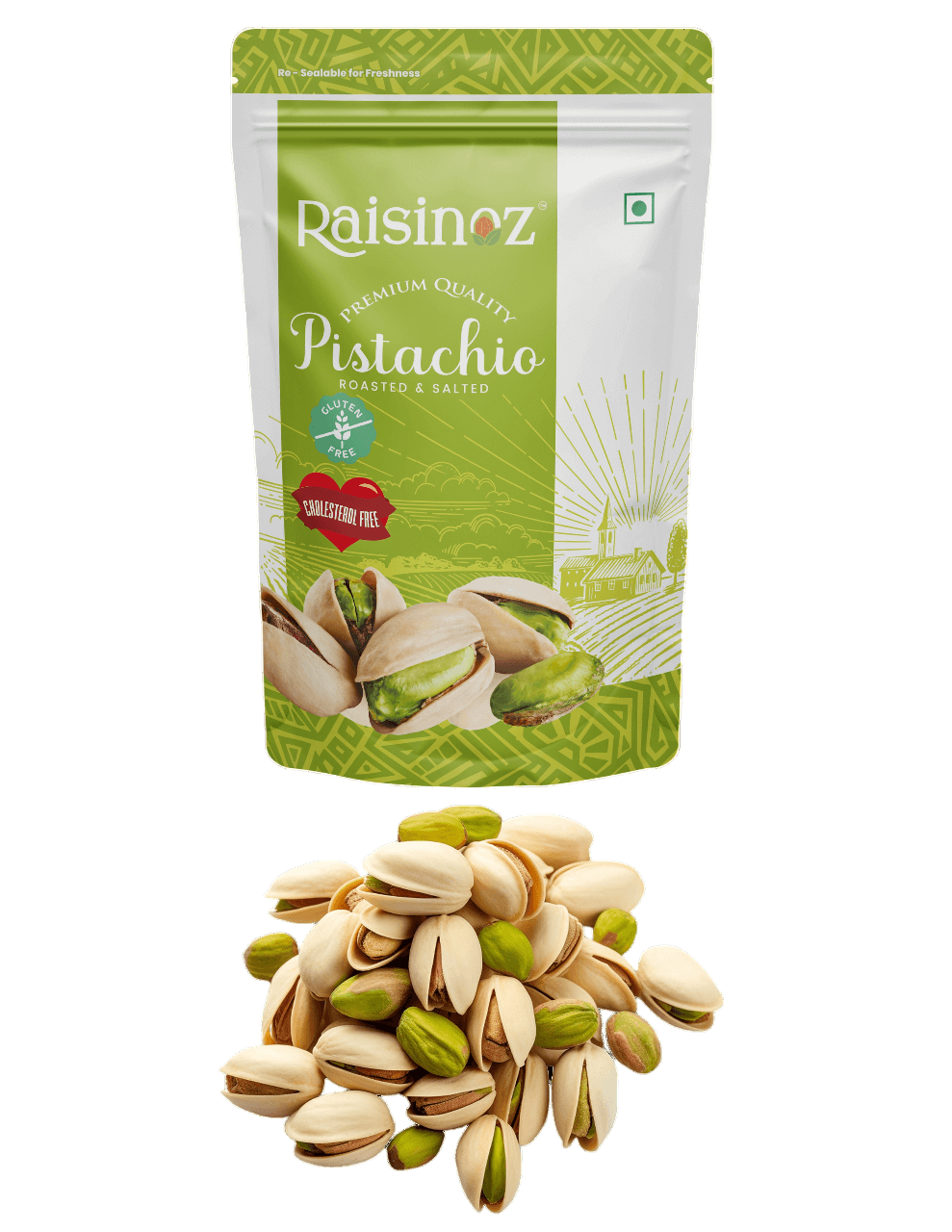 Raisinoz Premium American Roasted & Salted Pistachios 500 gms Value Pack | 100% Natural | Pista Dry Fruit, Inshell Nuts